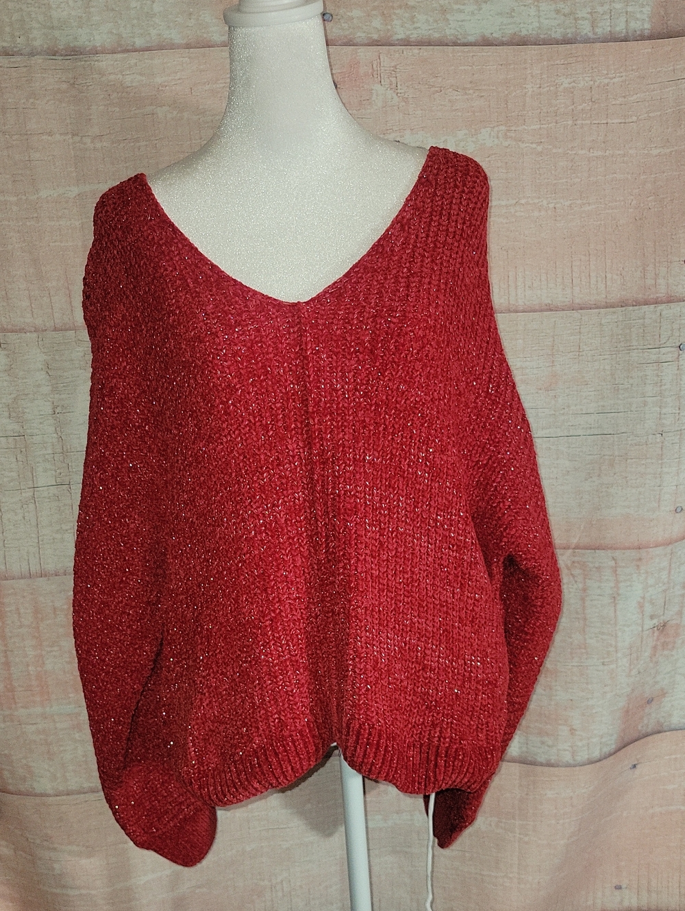 Pink Rose Red Sparkly Sweater